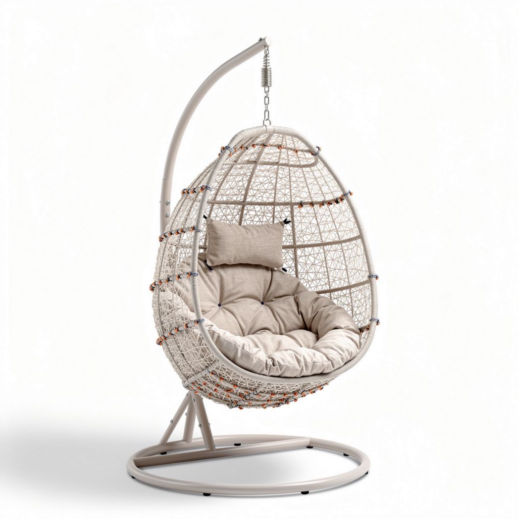 Poltrona a sospensione in rattan per interni ed esterni – 100 x 80 x 140 cm