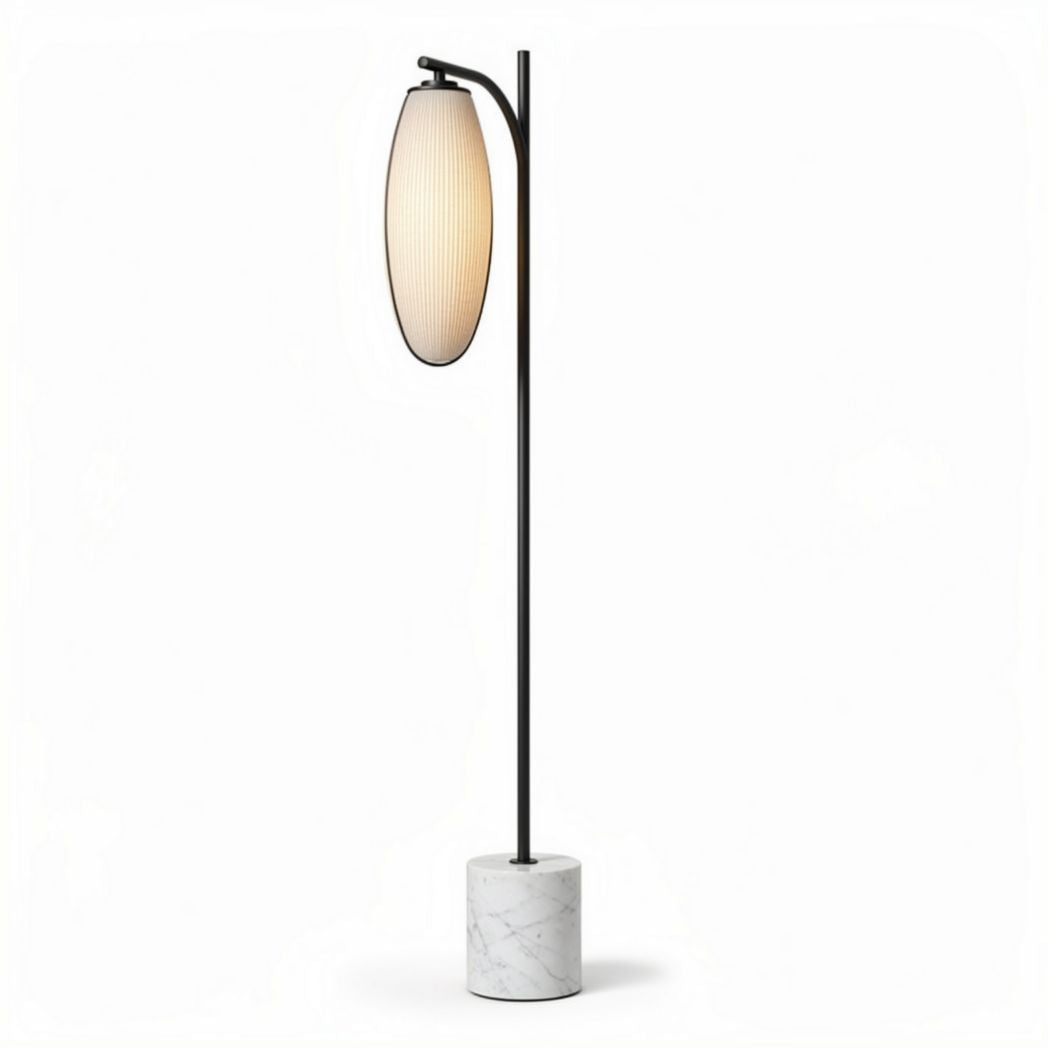 Lampada da terra con base in marmo e struttura in metallo per illuminazione – 20 x 20 x 150 cm