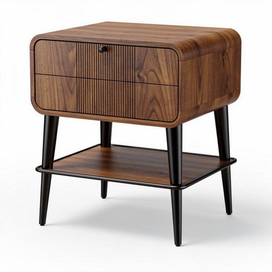 Comodino in legno impiallacciato per camera da letto con cassetto – 45 x 40 x 50 cm