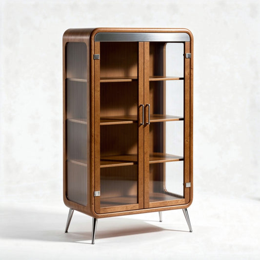 Vetrina in legno con ante in vetro per soggiorno – 80 x 40 x 130 cm