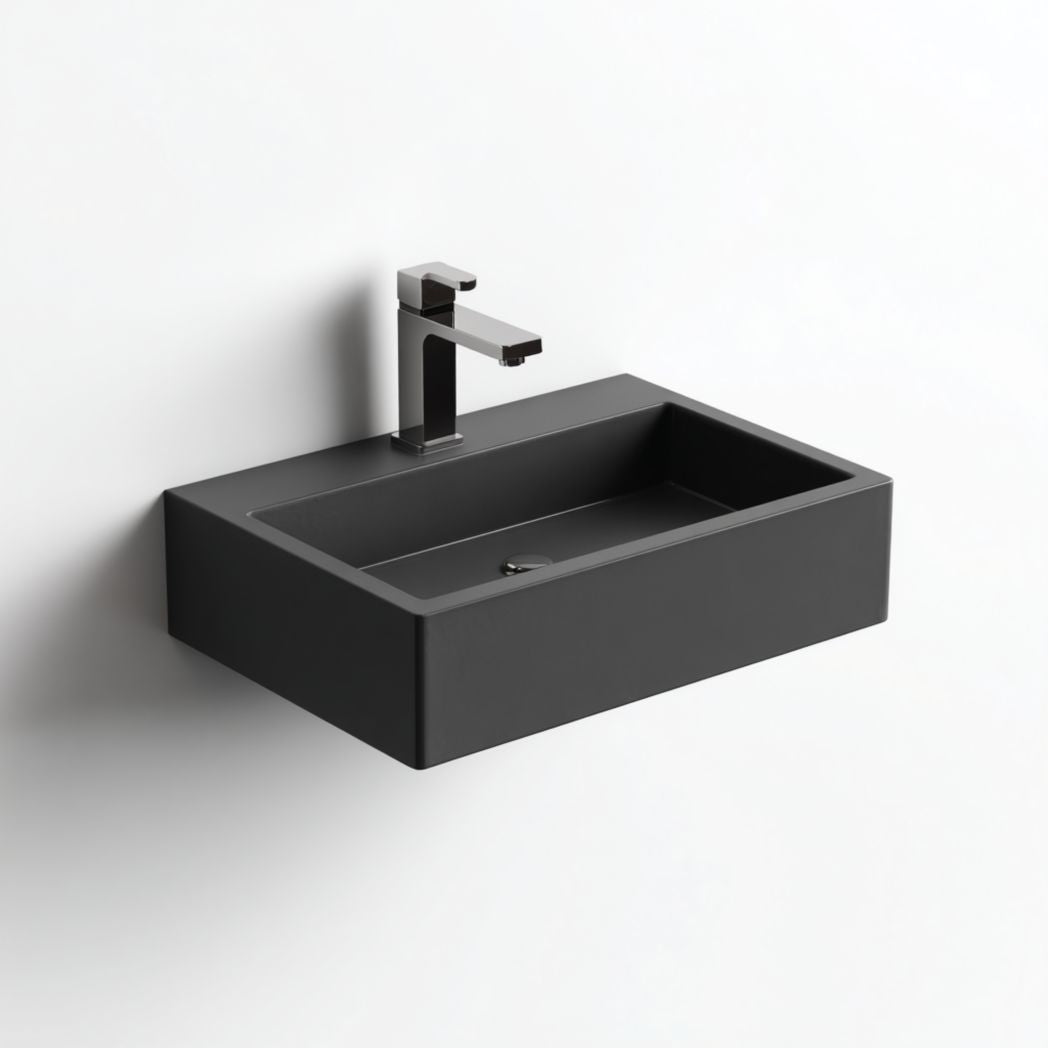 Lavabo da parete in materiale composito per bagno – 60 x 40 x 15 cm