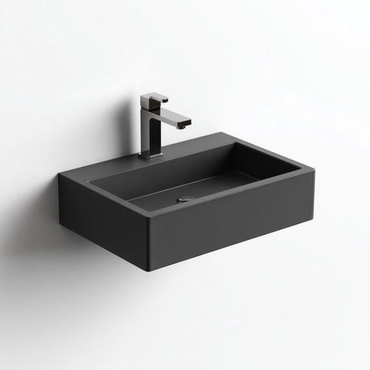 Lavabo da parete in materiale composito per bagno – 60 x 40 x 15 cm