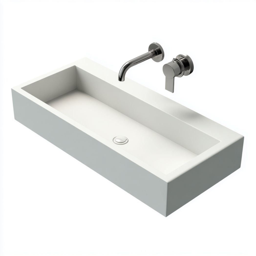Lavabo da parete in ceramica per bagno – 60 x 40 x 12 cm