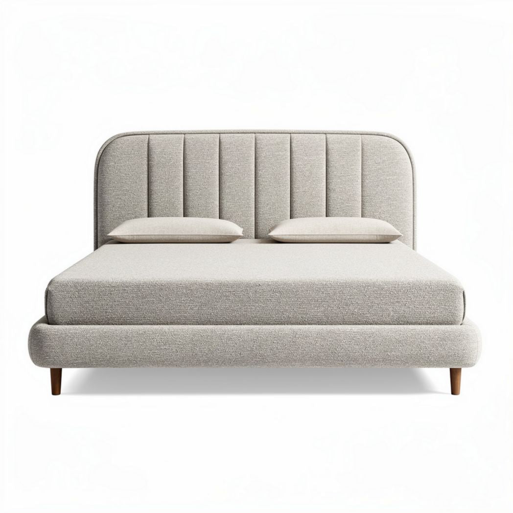 Letto matrimoniale con testata imbottita per camera da letto – tessuto poliestere – 200 x 160 x 45 cm