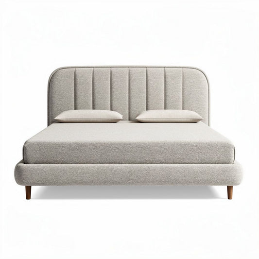 Letto matrimoniale con testata imbottita per camera da letto – tessuto poliestere – 200 x 160 x 45 cm