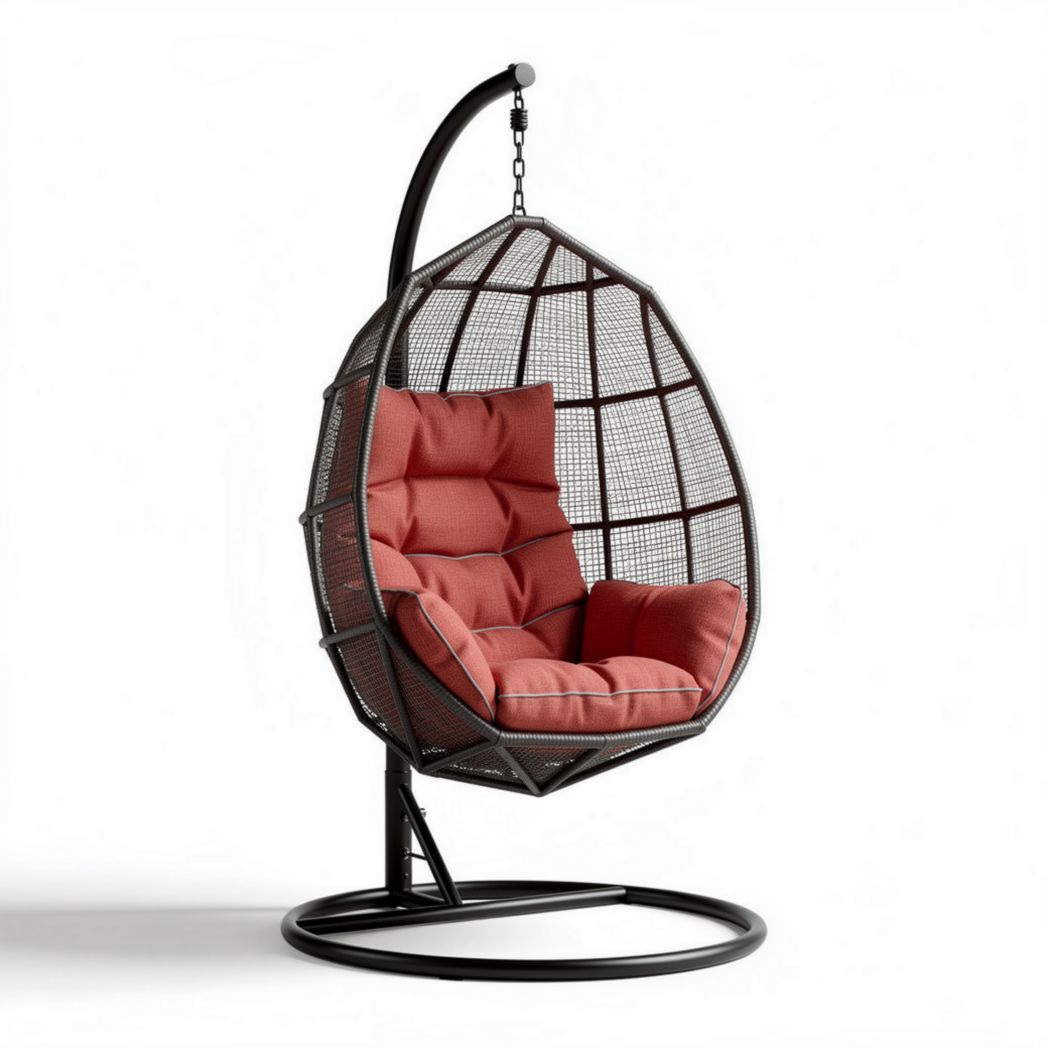 Sedia a dondolo in metallo con cuscini per esterno – 100 x 100 x 150 cm