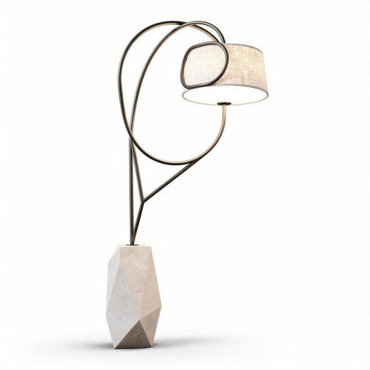 Lampada da terra in metallo e tessuto per illuminazione d'interni – 120 x 40 x 30 cm